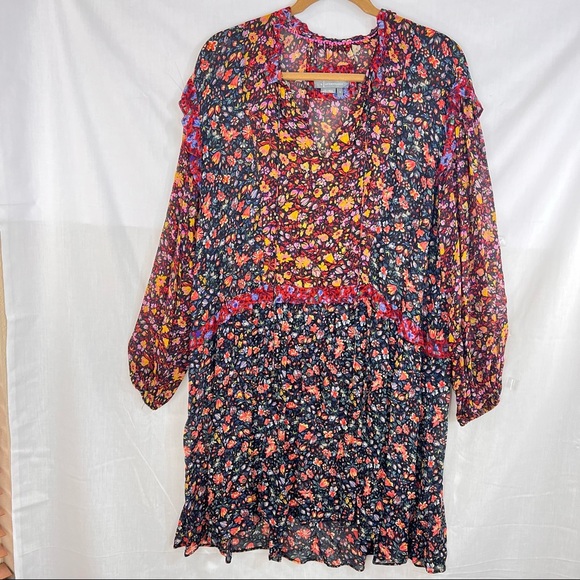 NWOT Anthropologie Floral Boho Sheer Ruffle Helene Tunic Dress Sz S Cottagecore - Picture 2 of 14